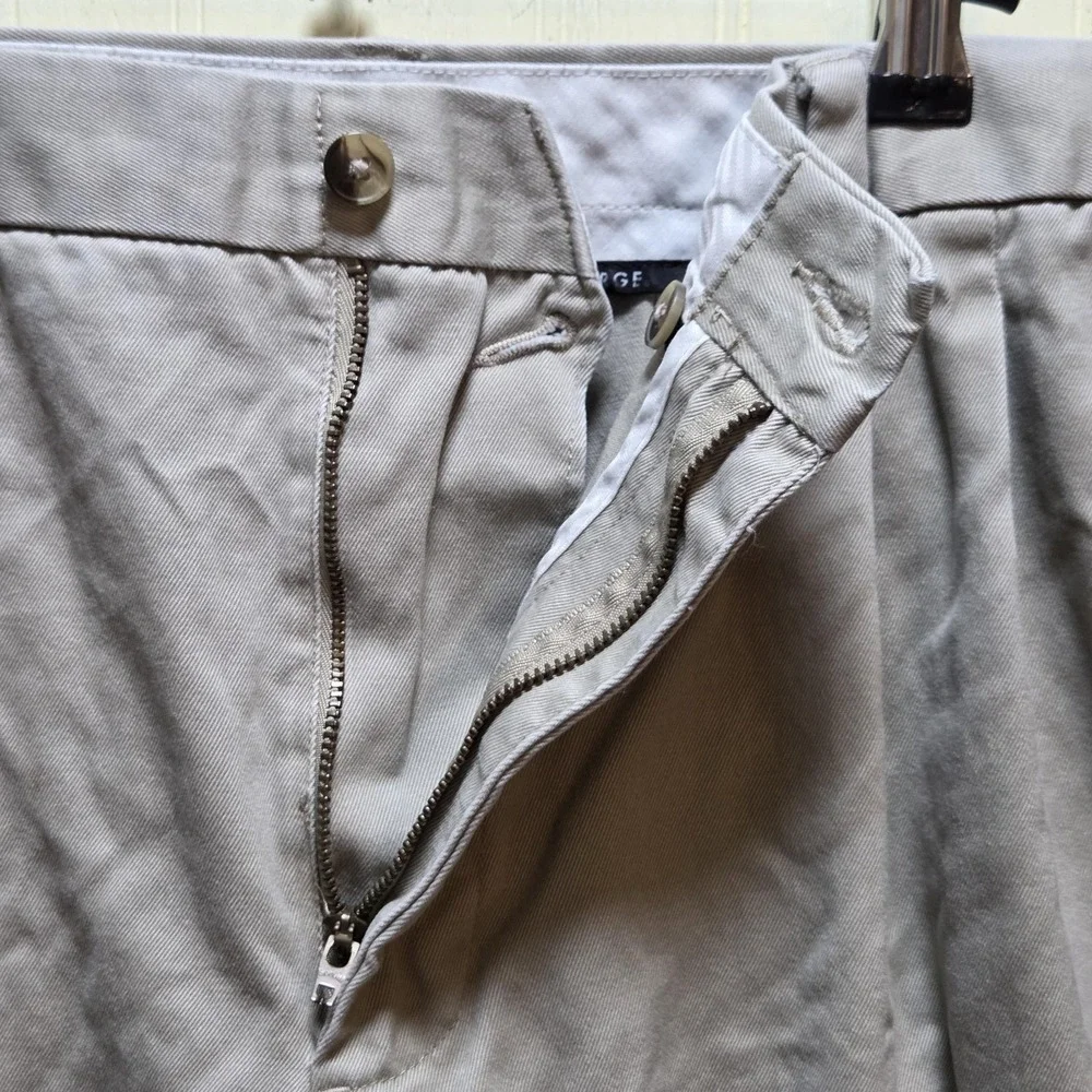 George Pants Mens 38x28 Barley Pleated Classic‎ Fit Chino Cotton Casual